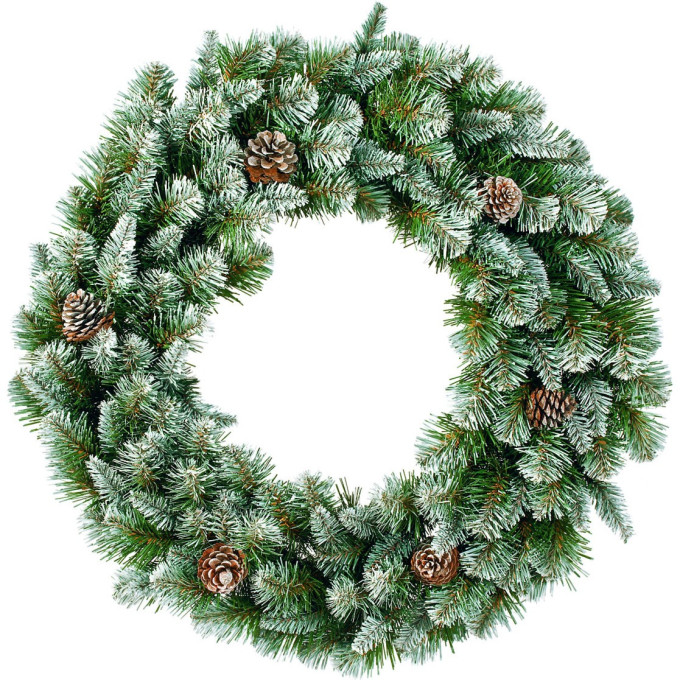 Венок хвойный Императрица TRIUMPH TREE с шишками заснеженная диам 45 см 73847